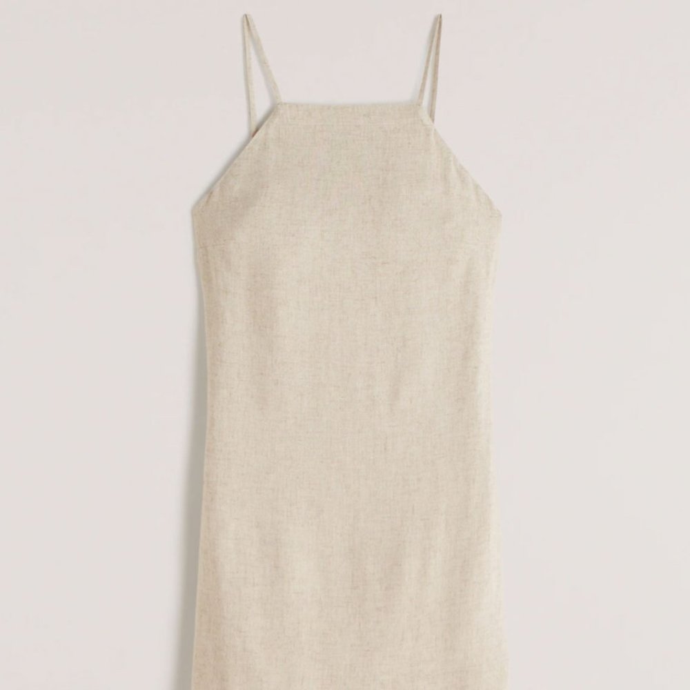 Abercrombie & Fitch Open Back Linen Slip Mini Dress